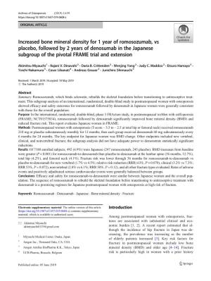 Increased Bone Mineral Density for 1 Year of Romosozumab, Vs Placebo, Followed by 2 Years of Denosumab in the Japanese Subgroup