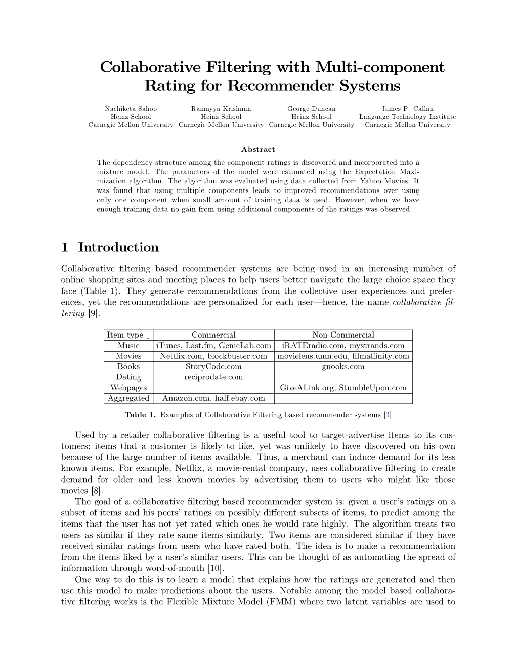 Collaborative Filtering with Multi-Component Rating for Recommender Systems