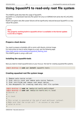 Using Squashfs to Read-Only Root File System