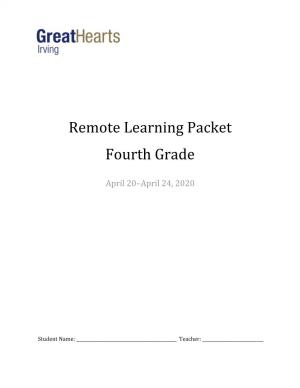 Remote Learning Packet Fourth Grade