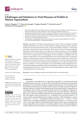 Challenges and Solutions to Viral Diseases of Finfish in Marine