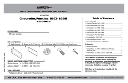 Chevrolet/Pontiac 1993-1999 99-3009