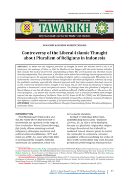 Controversy of the Liberal-Islamic Thought About Pluralism of Religions in Indonesia