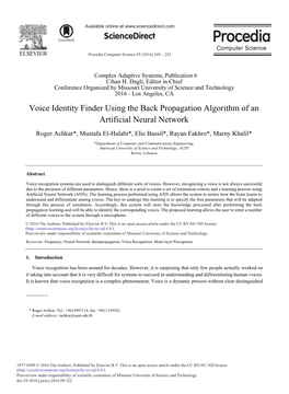 Voice Identity Finder Using the Back Propagation Algorithm of An
