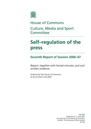 Self–Regulation of the Press