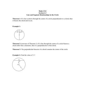 6.3 Line and Segment Relationships in the Circle
