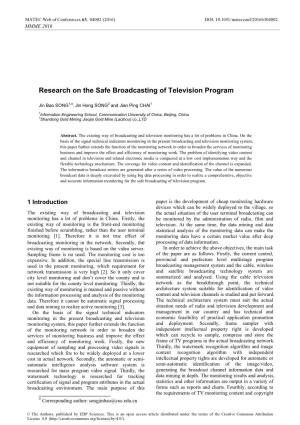 Research on the Safe Broadcasting of Television Program