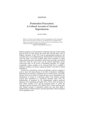 Postmodern Procreation: a Cultural Account of Assisted Reproduction
