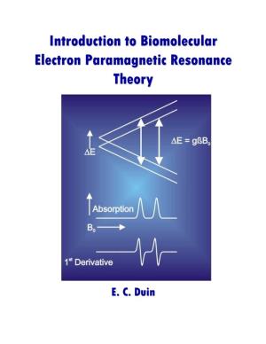 Introduction to Biomolecular Electron Paramagnetic Resonance Theory