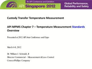 Custody Transfer Temperature Measurement API MPMS Chapter 7