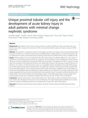Unique Proximal Tubular Cell Injury and the Development of Acute