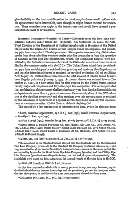 Interstate Commerce. Restraint of Trade. Dividends from Oil Pipe Line Subsidiaries Rebates Under Elkins