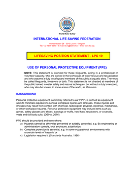 LPS-19: Personal Protective Equipment (PPE) (2016)