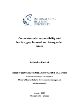 Corporate Social Responsibility and Lesbian, Gay, Bisexual and Transgender Issues