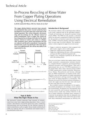 In-Process Recycling of Rinse Water from Copper Plating Operations Using Electrical Remediation by H.M