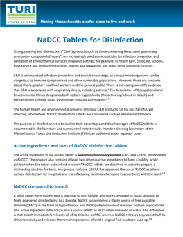 Nadcc Tablets for Disinfection