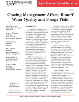 Grazing Management Affects Runoff Water Quality and Forage Yield