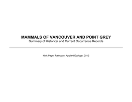 Mammals of City of Vancouver
