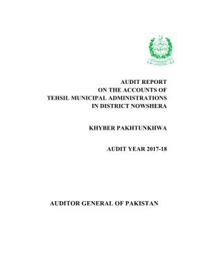 AUDITOR GENERAL of PAKISTAN TABLE of CONTENTS Preface