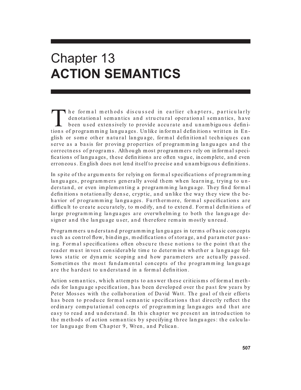 Chapter 13 ACTION SEMANTICS