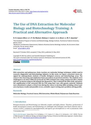 The Use of DNA Extraction for Molecular Biology and Biotechnology Training: a Practical and Alternative Approach