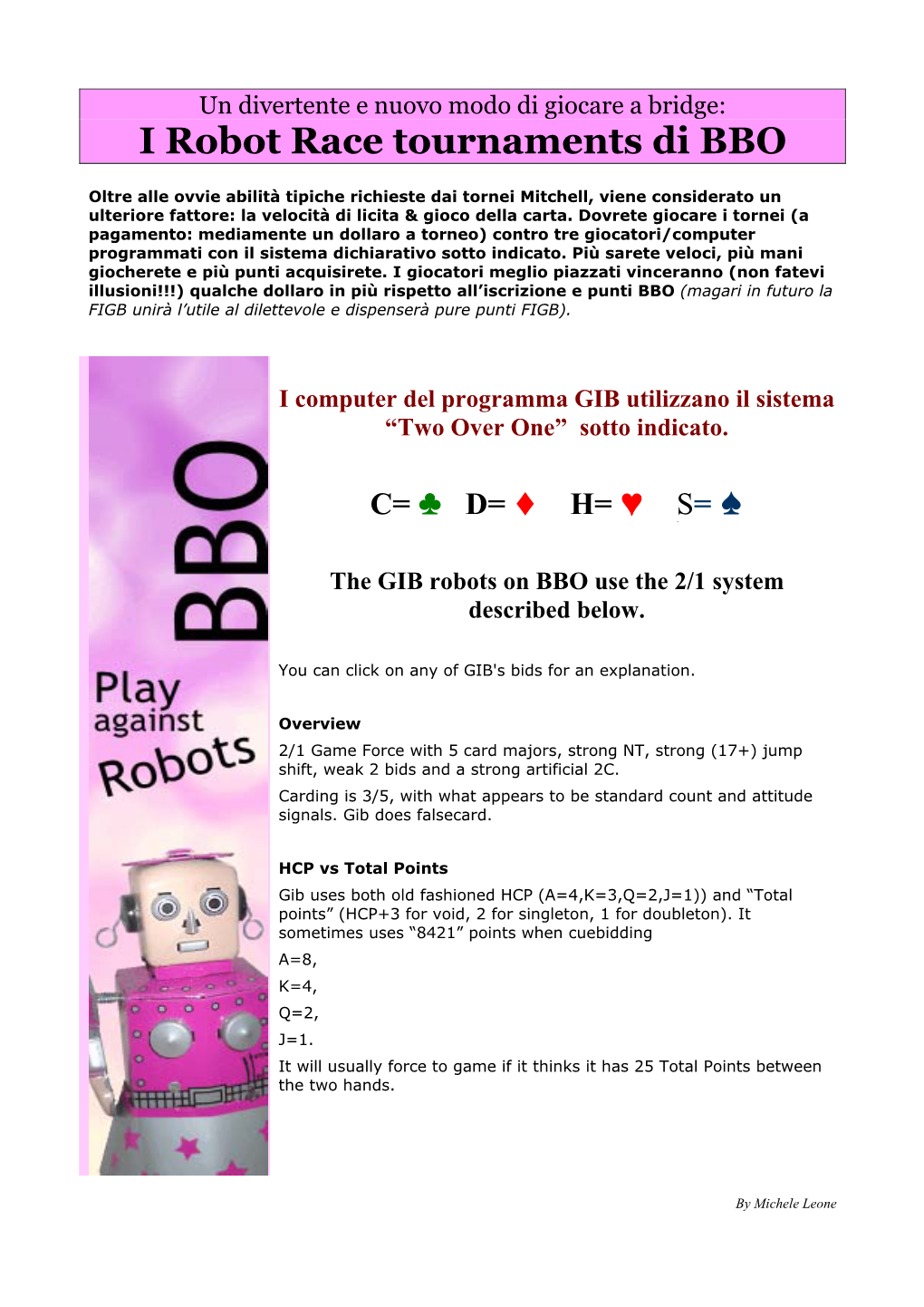I Robot Race Tournaments Di BBO