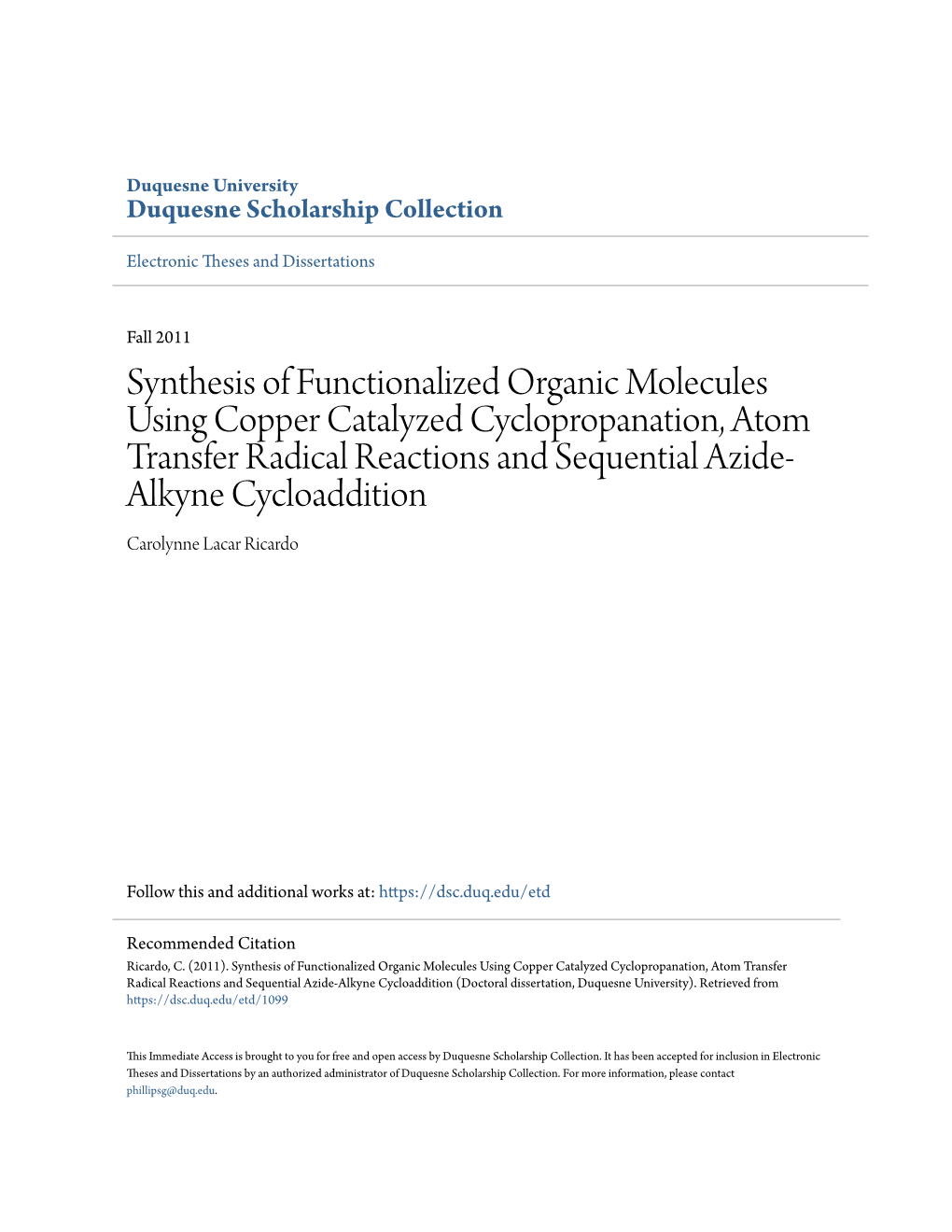 Synthesis of Functionalized Organic Molecules Using Copper Catalyzed