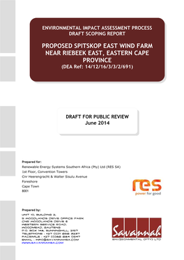 PROPOSED SPITSKOP EAST WIND FARM NEAR RIEBEEK EAST, EASTERN CAPE PROVINCE (DEA Ref: 14/12/16/3/3/2/691)