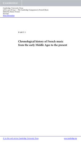 Chronological History of French Music from the Early Middle Ages to the Present