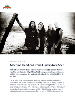 Machine Head På Gröna Lunds Stora Scen