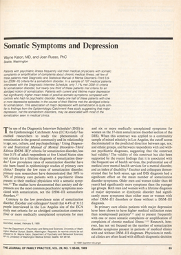 Somatic Symptoms and Depression