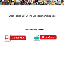 Chronological List of the Old Testament Prophets