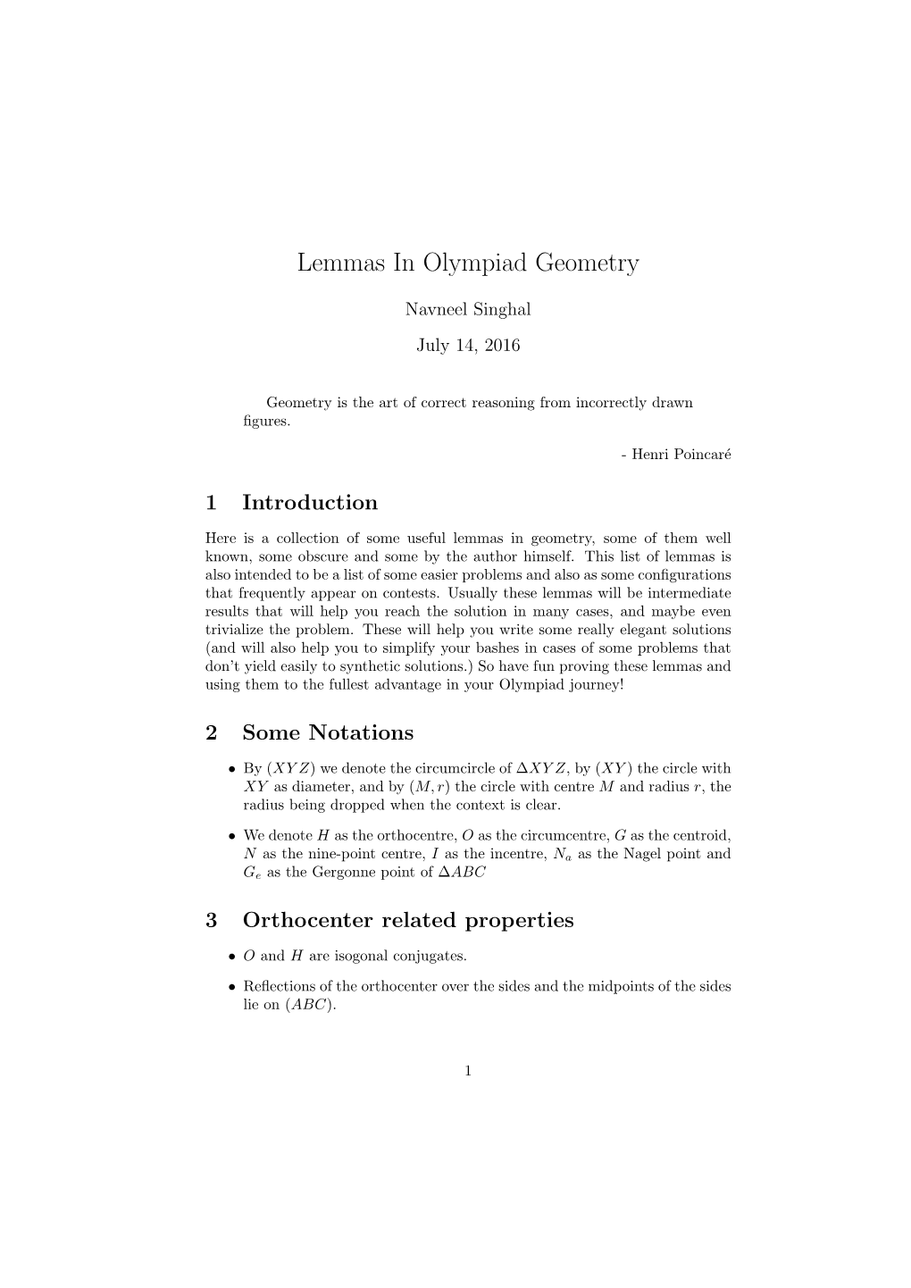 Lemmas in Olympiad Geometry