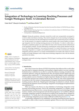 Integration of Technology to Learning-Teaching Processes and Google Workspace Tools: a Literature Review