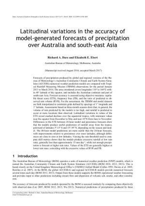 Latitudinal Variations in the Accuracy of Model-Generated Forecasts of Precipitation Over Australia and South-East Asia