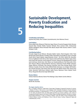 Sustainable Development, Poverty Eradication and Reducing