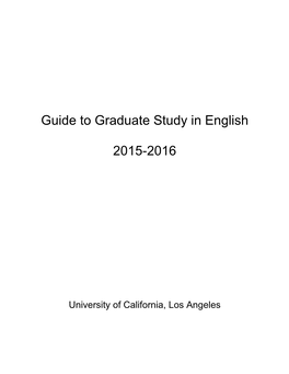 Guide to Graduate Study in English