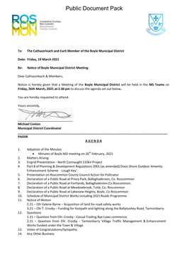 (Public Pack)Agenda Document for Boyle Municipal District, 26/03/2021
