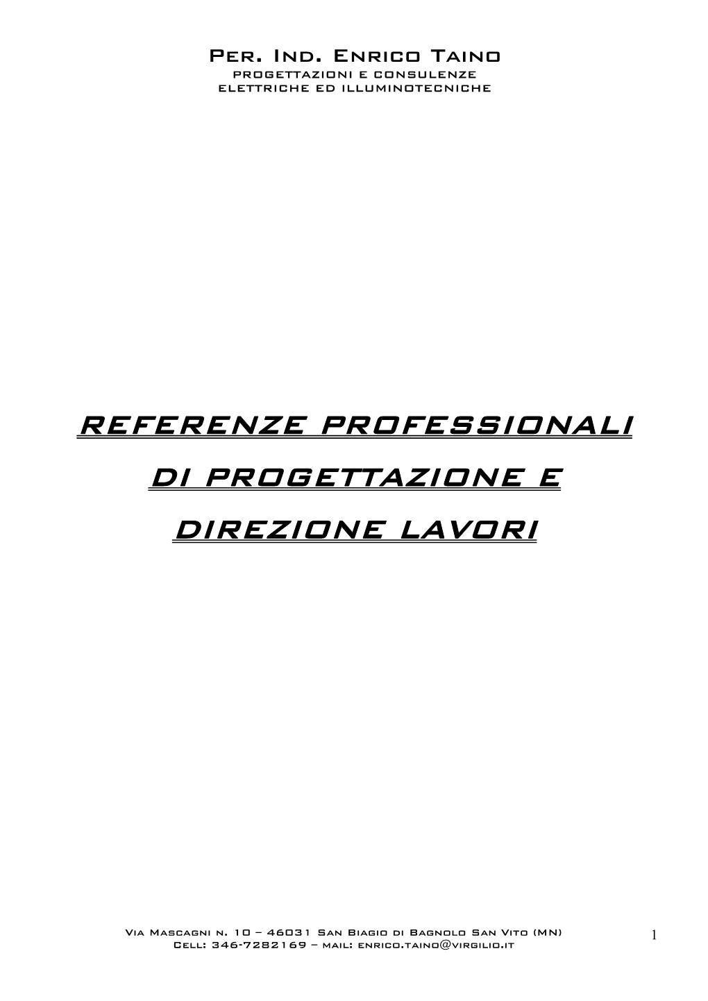 Referenze Professionali Di Progettazione E Direzione Lavori