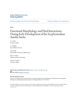 Functional Morphology and Fluid Interactions During Early Development of the Scyphomedusa Aurelia Aurita K