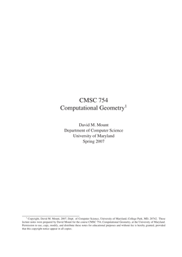 CMSC 754 Computational Geometry1