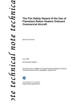 The Fire Safety Hazard of the Use of Flameless Ration Heaters Onboard Commercial Aircraft