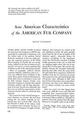 Some American Characteristics of the American Fur Company
