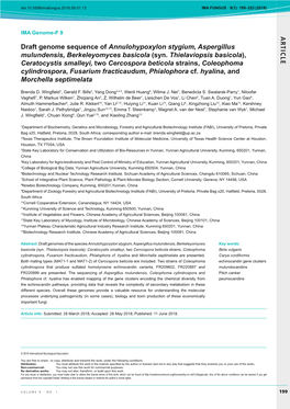 AR TICLE Draft Genome Sequence of Annulohypoxylon