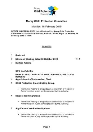Moray Child Protection Committee Monday, 18 February 2019