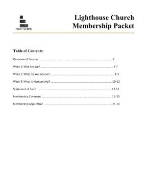 Lighthouse Church Membership Packet