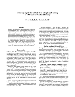Intra-Day Equity Price Prediction Using Deep Learning As a Measure of Market Efﬁciency