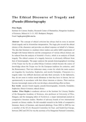 The Ethical Discourse of Tragedy and (Pseudo-)Historiography