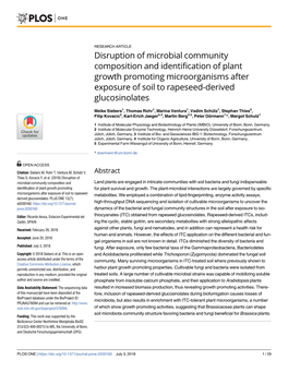 Disruption of Microbial Community Composition and Identification of Plant Growth Promoting Microorganisms After Exposure of Soil to Rapeseed-Derived Glucosinolates