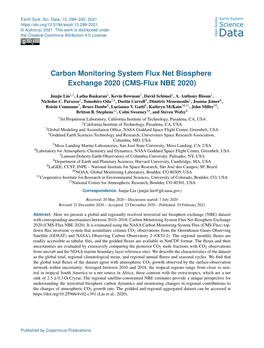 Carbon Monitoring System Flux Net Biosphere Exchange 2020 (CMS-Flux NBE 2020)